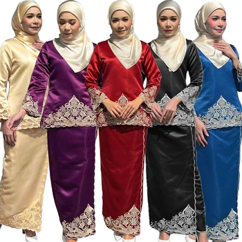 2 Dalių Komplektas Musulmonų Moterų Siuvinėjimo Abaja Ilgomis Rankovėmis Viršūnes Maxi Sijonas Kostiumas Turkija Dubajus Islamas Femme Suknelė Przybornik Eid Baju Kurung