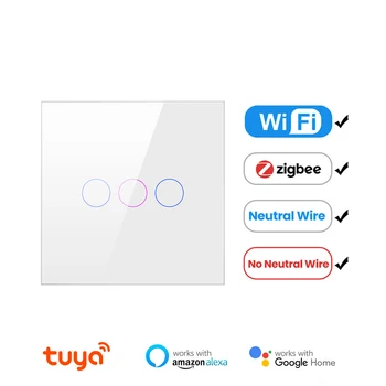 ES WiFi Smart šviesos Jungiklis Touch RF433 Neutralus Nemokamai Smart Home Tuya Taikymo Kontrolės Palaiko Balso Garso Alexa 