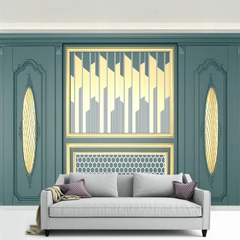 Custom 3D Tapetai, Freskos Mėlyna Europos Stiliaus Raižyti Sienos Popieriaus, Lipduko Už Kambarį Fono Sienos Papel De Parede 3D