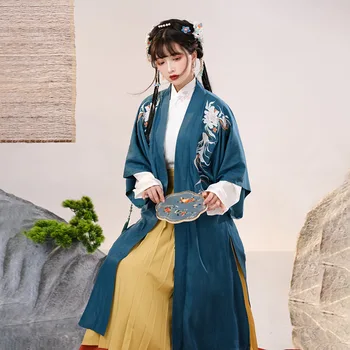 Hanfu Moterų Suknelė Furong Mėnulis Siuvinėtas Švarkas Sijonas Kito Kranto, Siuvinėta Raudona Arklių Veido Sijonas Kasdien Stilius