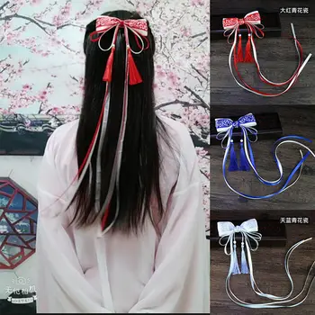 NAUJAS Retro Stiliaus Kinijos Mėlynos Ir Baltos spalvos Porceliano Lankai Juostelės Staigius Moterų Hanfu Kutai Plaukų Aksesuarų, Vaikų Plaukų Įrašą