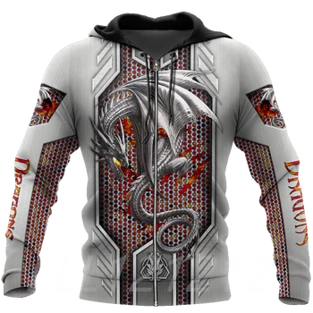 Vyriški užtrauktukas hoodie 3D spausdinimo dragon elementas mados džemperis asmenybės gatvės namų, laisvalaikio, sporto negabaritinių marškinėliai striukė 02