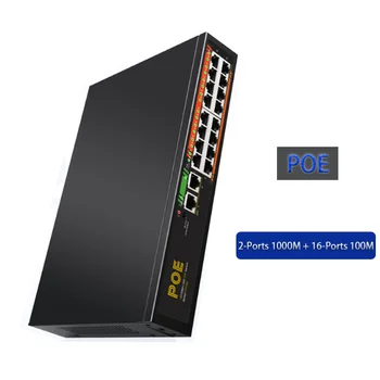 2-Port 1000M+16-Port 100M RJ45 Hub Fast Ethernet Interneto Splitter gigabit POE switch VLAN pereiti Žaidimą Ethernet Tinklo Switcher