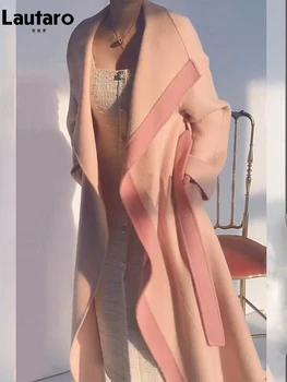 Lautaro Rudenį, Žiemą Ilgai Laisvi Atsitiktinis Kratinys Vilnoniai Paltai Moterims Varčias, Stilingas Prašmatnus Elegantiškas Prabangūs Dizainerių Drabužiai 2022