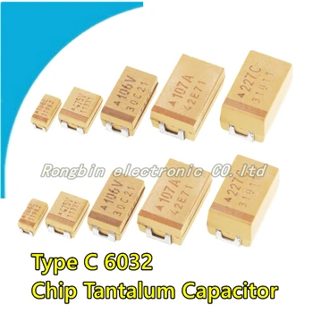 50PCS C Tipo 6032 Chip Tantalo Kondensatorių SMD 1/2.2/3.3/4.7/10/22/33/47/100UF 6.3 V 10V 16V 25V 35V 106 104 6032C ATVEJU-C-6032