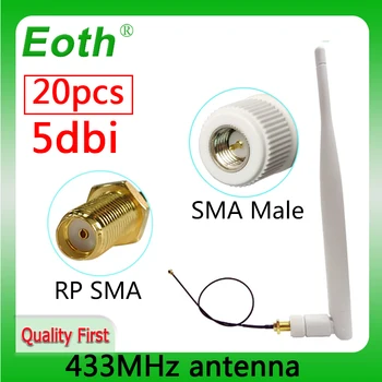 EOTH 20pcs 433mhz 5dbi antenos sma male lora di modulis lorawan signalo imtuvas antene ipex1 SMA female galiuku ilgiklis