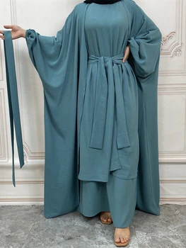 Musulmonų Eid Moterų Abaja Suknelė Malda Drabužis 3 Dalių Komplektas Jilbab Abayas Ilgai Khimar Ramadanas Suknelė Sijonas Rinkiniai Islamo Drabužius Niqab